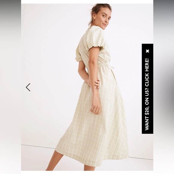 Madewell Plaid Tied Waist MIDI Dress - Picture 3 of 7